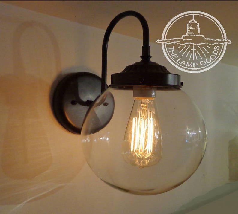 Biddeford Wall Sconce Large Clear Globe Lighting Fixture