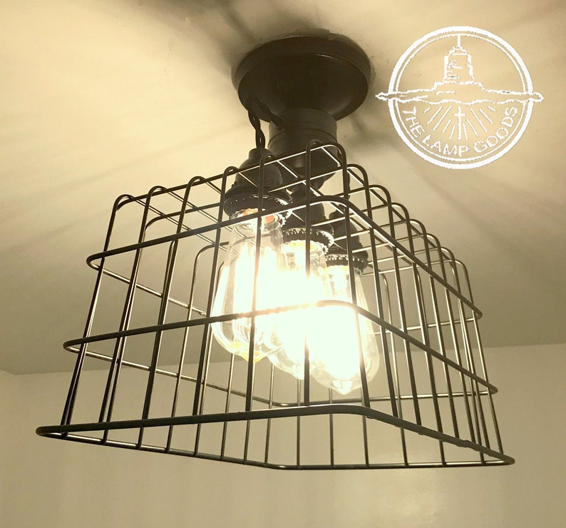 Flush Mount Ceiling Light Basket With Edison Bulbs Lighting Fixture Farmhouse Chandelier Kitchen Bulb Lamp Goods