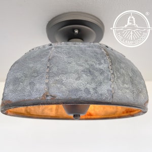 Rustic Metal Farmhouse Ceiling Light Eight Sided Kitchen Cabin Pendant Chandelier Flush Mount Cottage Man Cave Lodge Lighting Distressed image 1