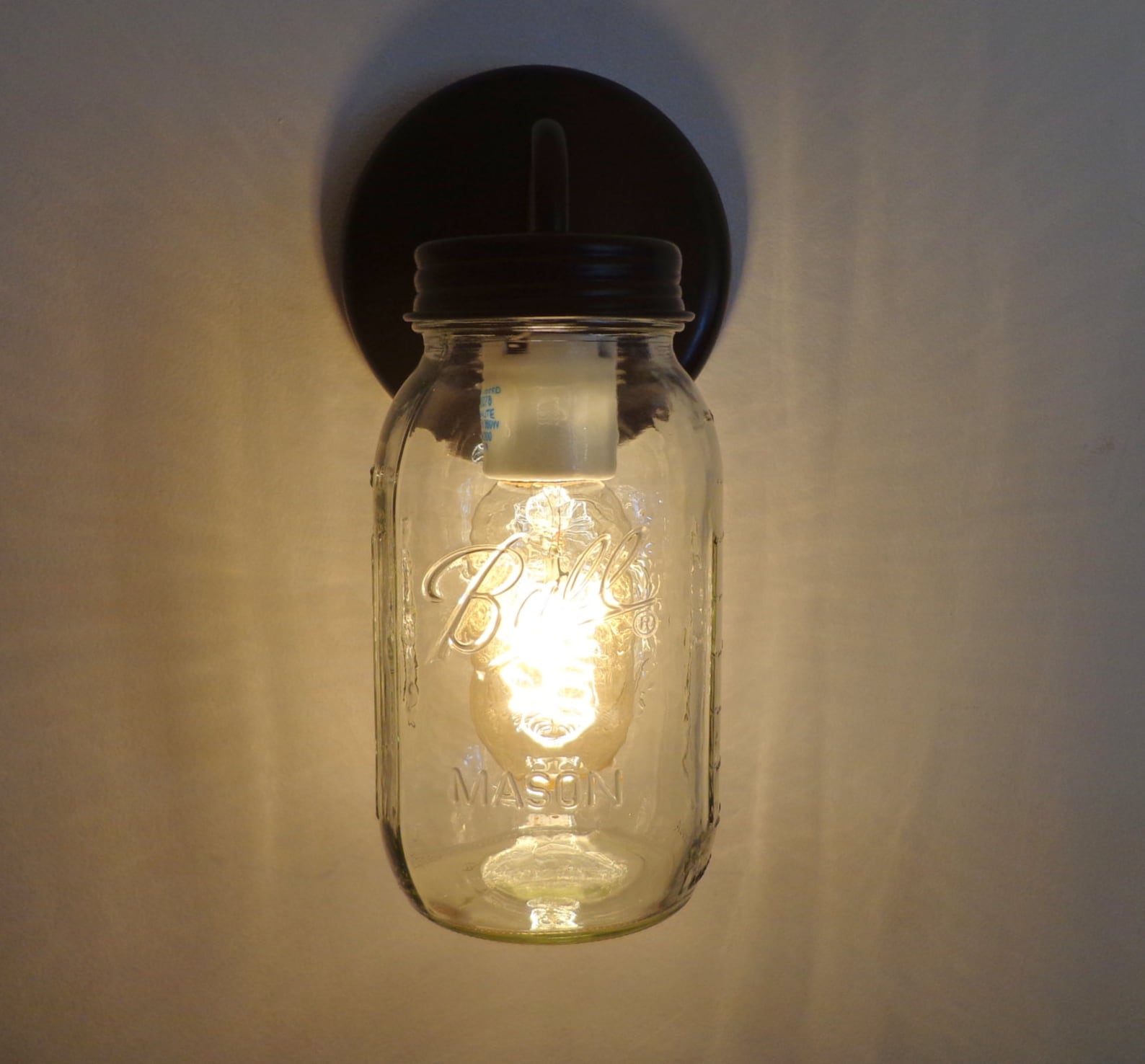 Mason Jar Wall SCONCE Lighting Fixture farmhouse Bathroom Vanity Flush