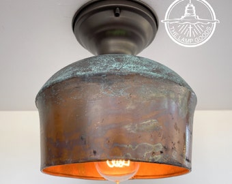 COPPER Handcrafted Rustic Farmhouse Ceiling Light - Lighting Fixture Chandelier Kitchen Bathroom Man Cave Modern Industrial Semi Flush