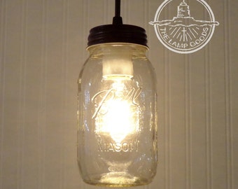 Mason Jar PENDANT Light NEW Quart- Lighting Fixture Chandelier Flush Mount Ceiling Modern Mid Century Lamp by LampGoods