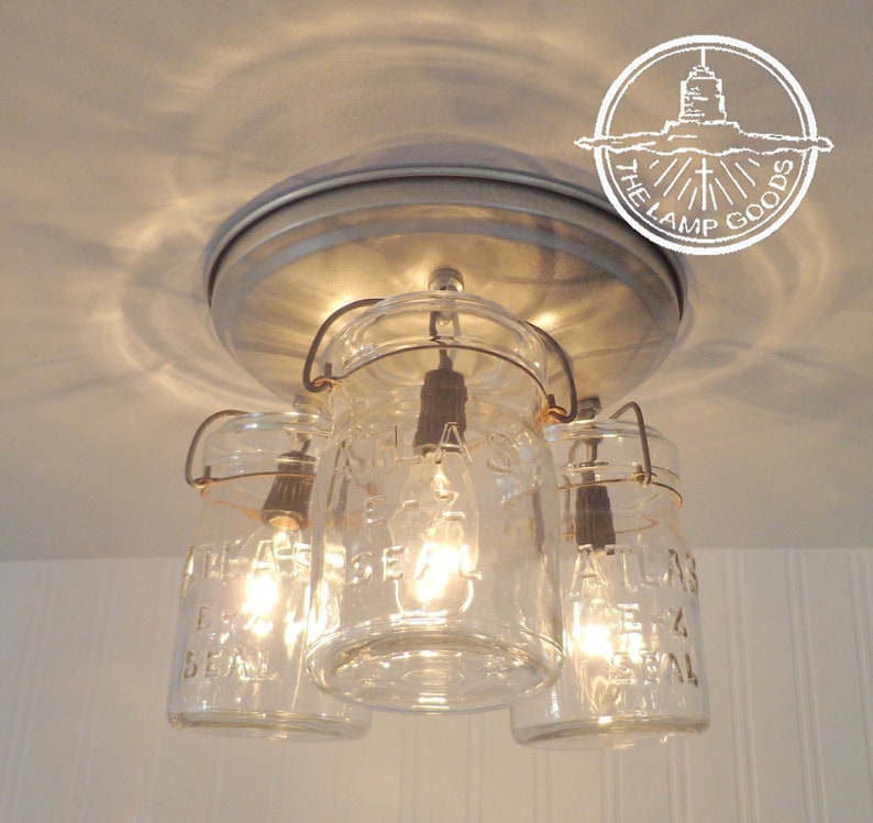 Mason Jar Ceiling Light Hanging Pints Farmhouse Kitchen Flush Mount Lighting Fixture With Vintage Jars By Lamp Goods