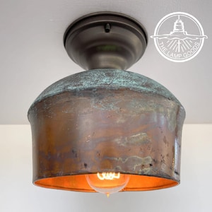 COPPER Handcrafted Rustic Farmhouse Ceiling Light - Lighting Fixture Flush Mount Chandelier Kitchen Bathroom Cabin Cottage Lamp Goods