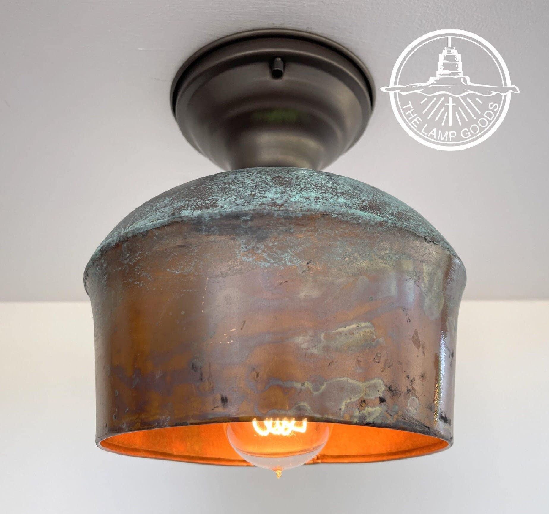 COPPER Handcrafted Rustic Farmhouse Ceiling Light - Lighting Fixture Flush Mount Chandelier Kitchen Bathroom Cabin Cottage Lamp Goods