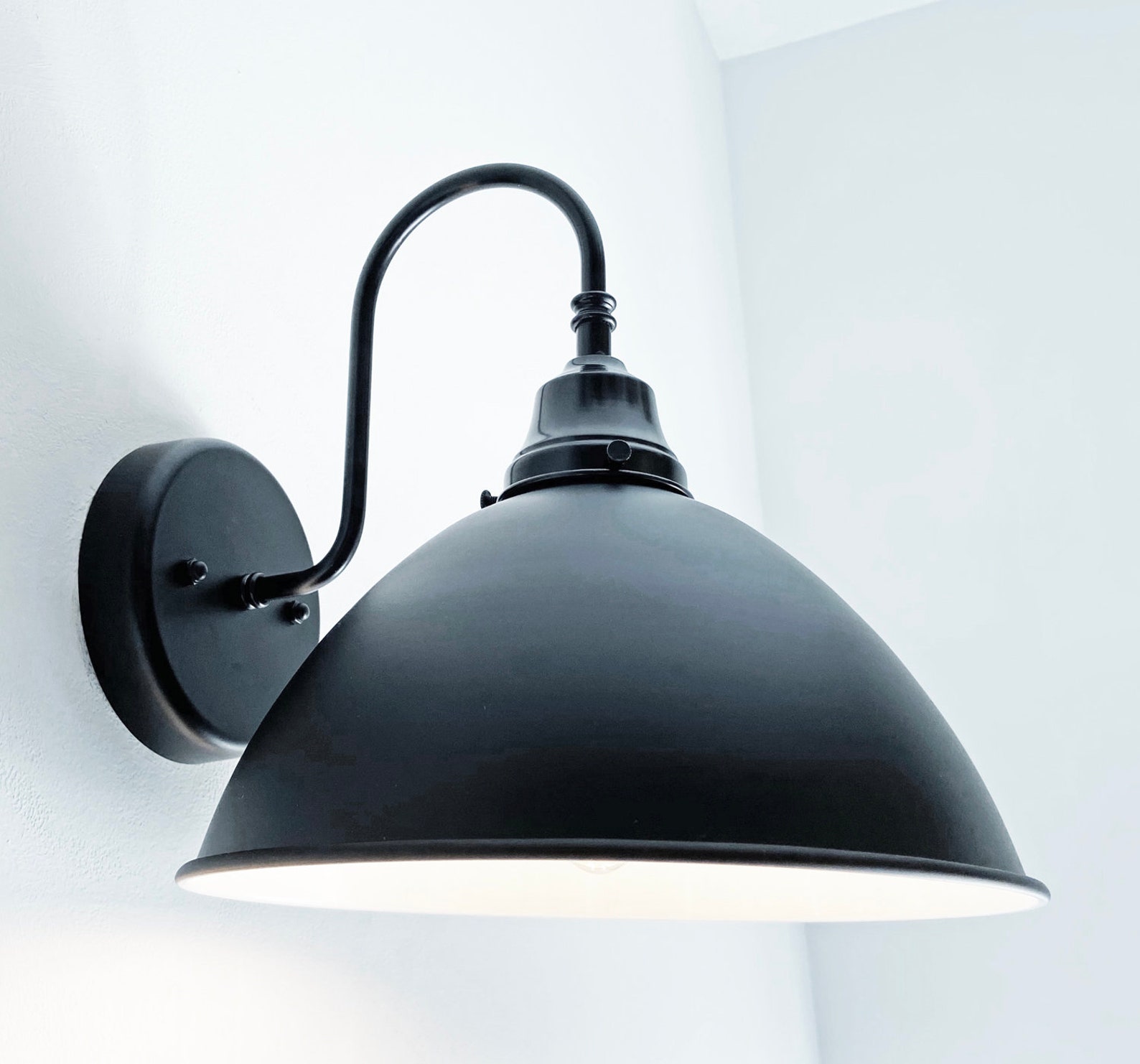 Large Black Wall SCONCE Modern Farmhouse Lighting Enamel - Etsy
