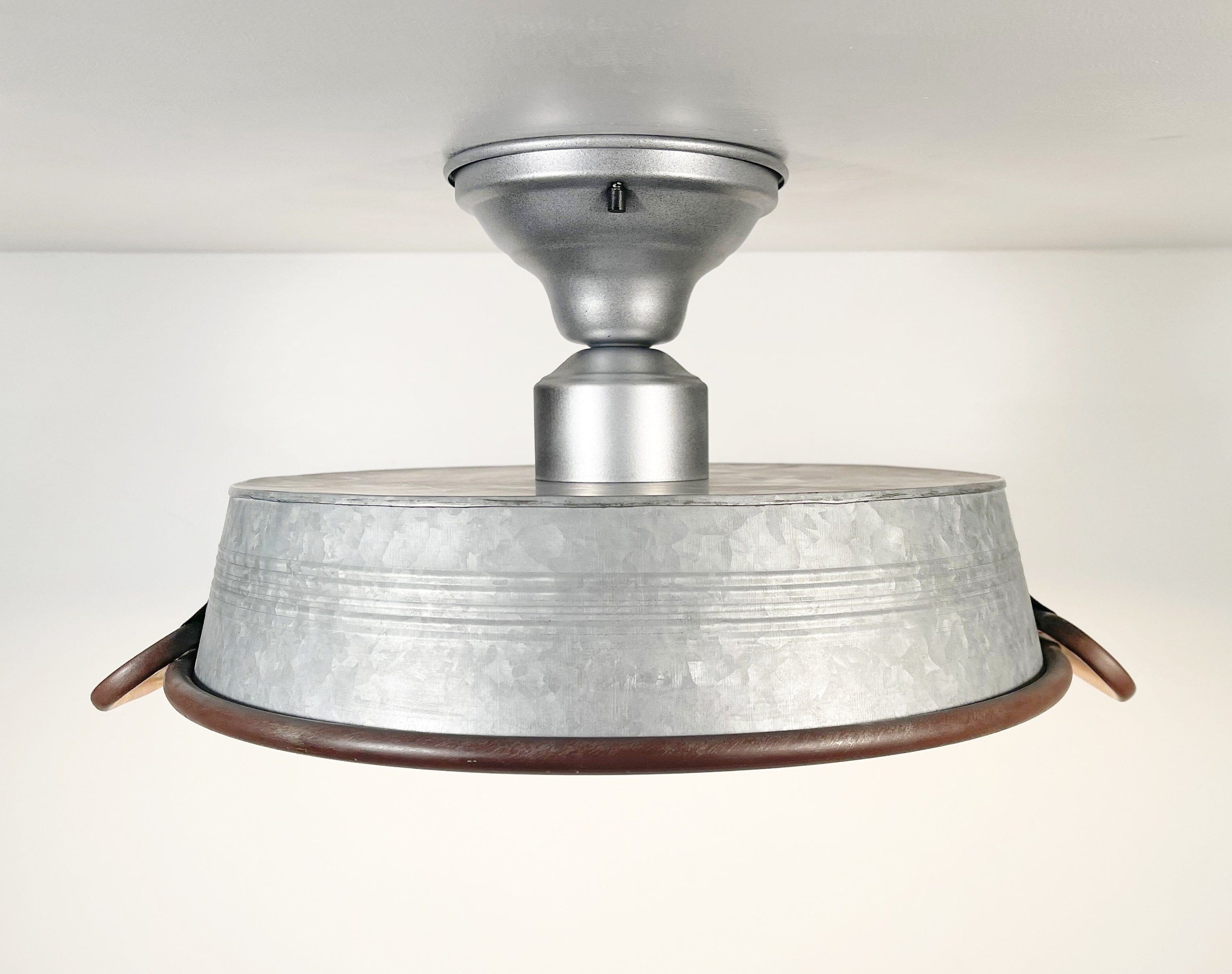 Galvanized Flat Tub Laundry Room Ceiling Light Fixture Metal Etsy