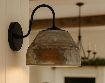 Rustic Bucket Wall Sconce – Farmhouse Industrial Metal Light – Galvanized Weathered Lamp - Barn Style for Entryway, Bathroom or Kitchen