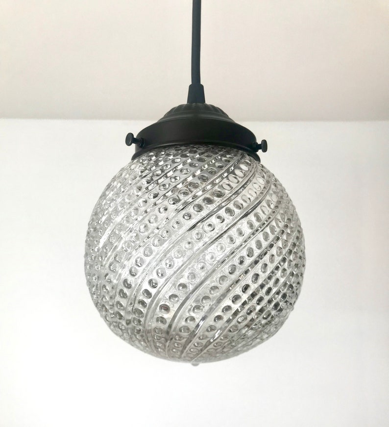 Clear Glass SWIRL Hobnail PENDANT Light Made New Hobnail Etsy