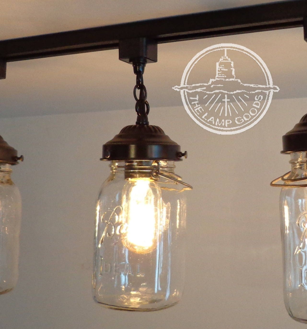 Mason Jar Lighting Track Single One, Vintage Farmhouse Track Lighting