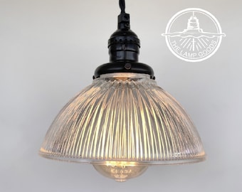 Factory Antique Holophane Pendant Light of Vintage Glass Lighting -Cotton Wire Hanging Bathroom Kitchen Lighting Fixtures Illumination Lamps