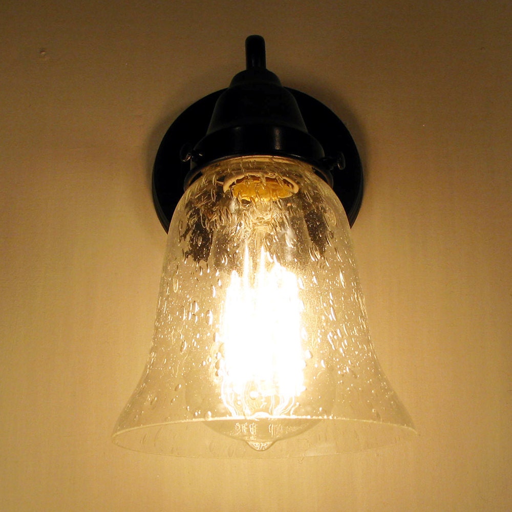 Seeded Glass Shade Wall SCONCE Light Flush Mount Lighting Etsy