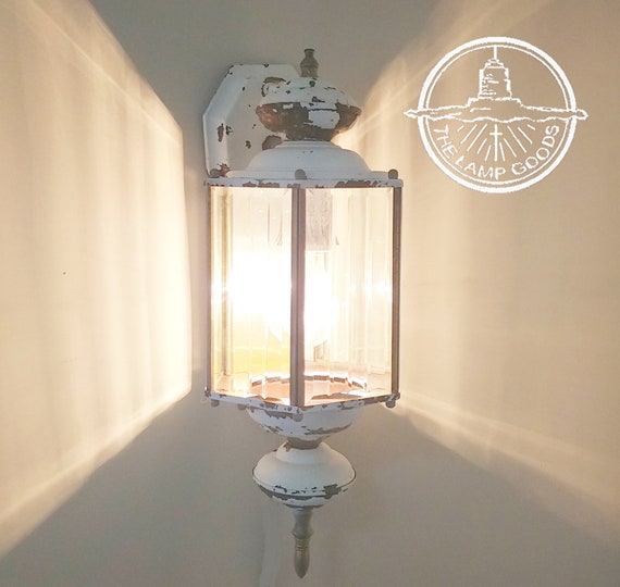 Shabby Chic White Vintage Wall Light Fixture Upcycle Recycle Etsy