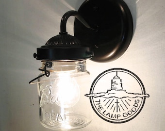 Vintage Mason Jar SCONCE 1930&#39;s Lighting Fixture Pint -Rustic Flush Mount Wall Light Farmhouse Vanity Bathroom Kitchen Ceiling Chandelier