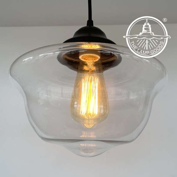 Modern Farmhouse Glass Pendant Light - Lighting Fixture Chandelier Schoolhouse Flush Mount Ceiling Modern Mid Century Lamp by LampGoods