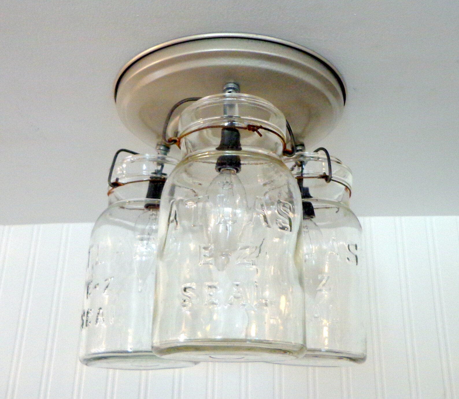 Mason Jar CEILING LIGHT Hanging Vintage Quarts Etsy