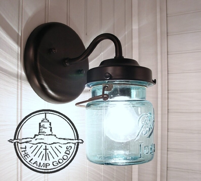 Vintage BLUE Canning Jar SCONCE Light Mason Wall Flush Mount Etsy