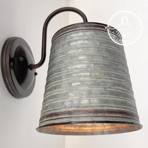 Corrugated Rustic Barn Metal Farmhouse Wall Light Fixture Bathroom Sconce Cabin Cottage Lamp Lodge Ceiling Lighting Kitchen Industrial AirB