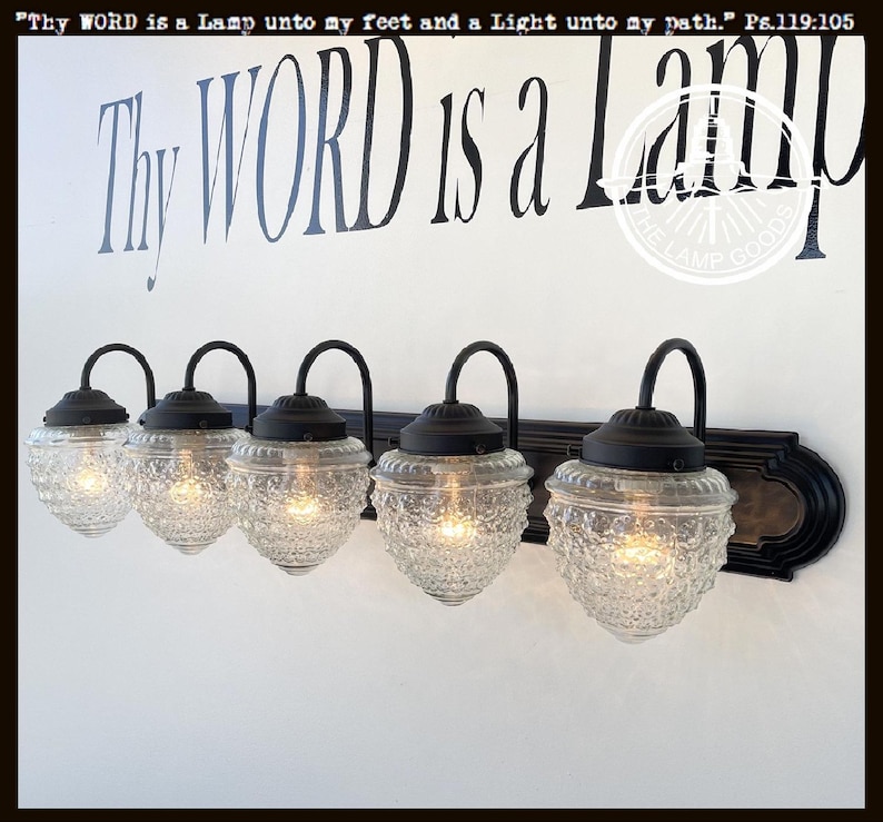 Clear Acorn Glass Lighting Vanity Trio - Antique Bathroom Light Fixtures Wall Mount Farmhouse Kitchen Dining Room Ceiling Chandelier Lamp bild 9