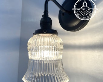 Bell Antique Holophane Glass Wall Sconce Light Fixture Vintage Shade- Lighting Bathroom Dining Kitchen Ceiling Flush Mount Vanity Lamp