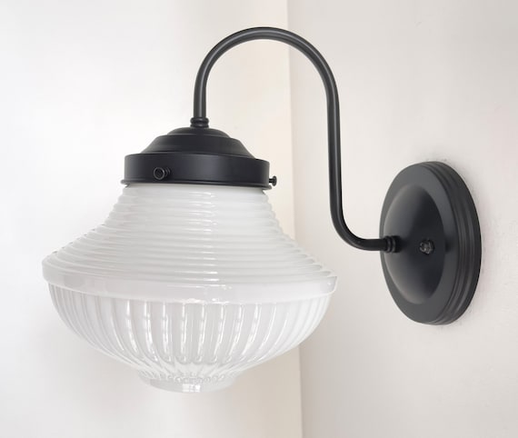 Schoolhouse sconce outlet milk glass