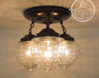 Acorn Antique Ceiling Light Fixtures Chain Trio-Kitchen Bathroom Lighting Pendant Lamp Glass Flush Mount Farmhouse Chandelier Vintage