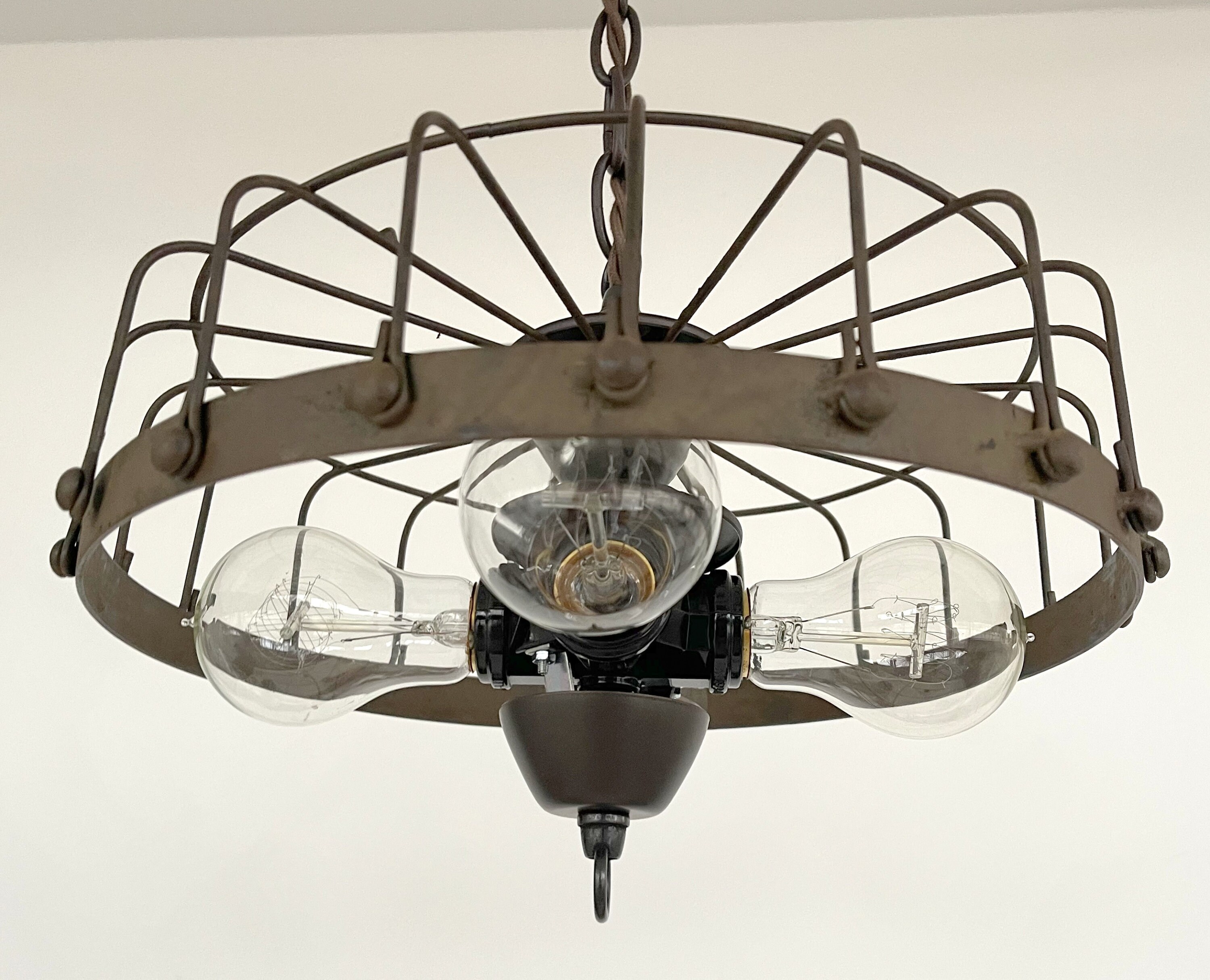 Rustic Industrial Cage Chandelier Light Flush Mount Lighting