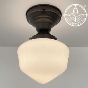 SCHOLASTIC SCHOOLHOUSE 1940&#39;s Milk Glass CEILING Light Fixture Farmhouse Flush Mount Chandelier Lighting Modern Traditional Kitchen Bathroom