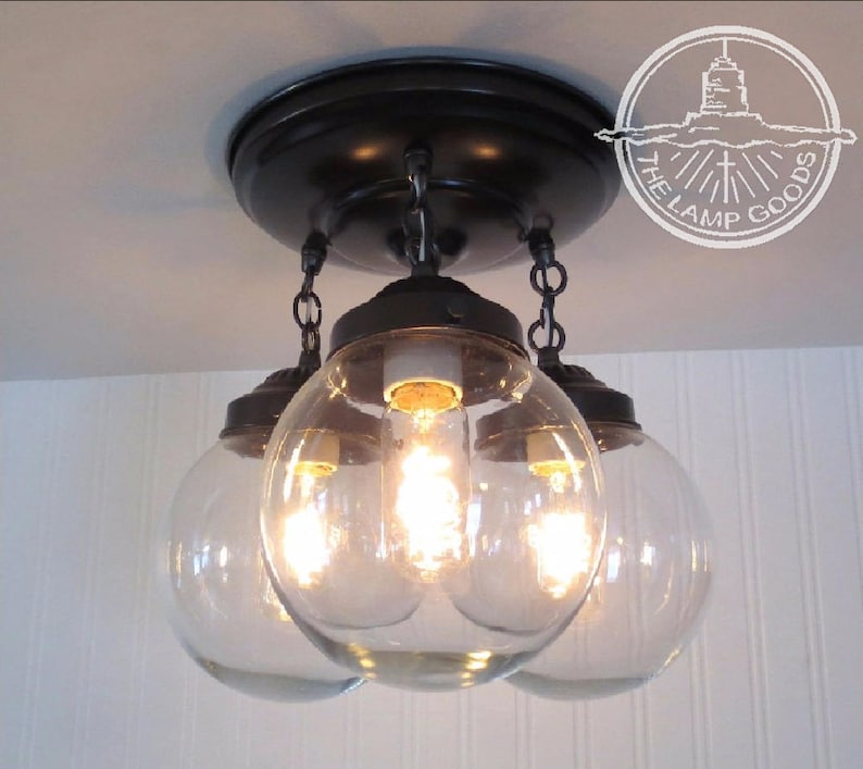 Biddeford II. Flush Mount Ceiling Lights Modern Lighting Fixture Chain Trio image 1