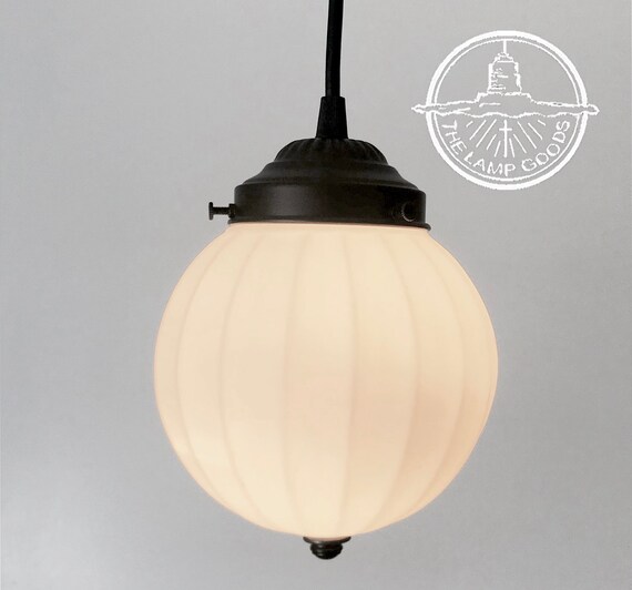Pendant Light Fixture Of Fluted Milk Glass Globe Flush Mount Chandelier Lighting Ceiling Farmhouse Kitchen Bathroom Lamp By Goods