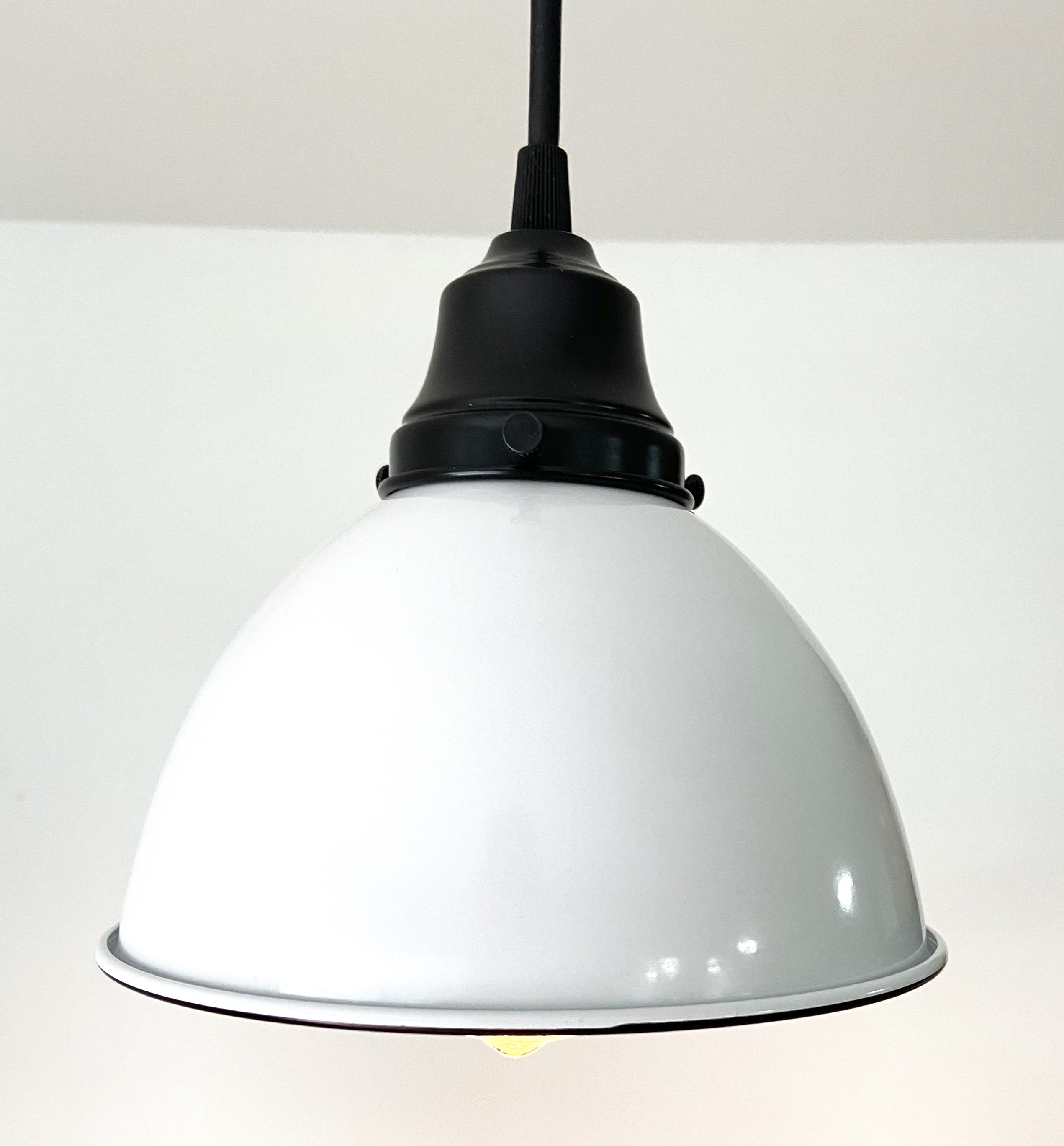 White Enamel Farmhouse Pendant Light 