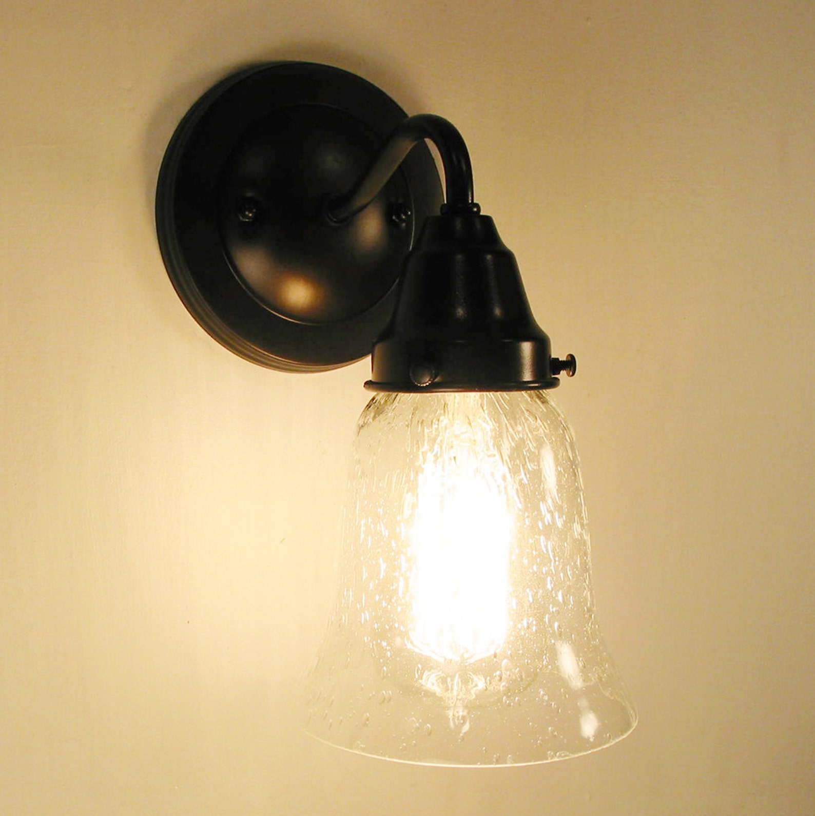 Seeded Glass Shade Wall SCONCE Light Flush Mount Lighting Etsy