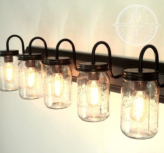 Mason Jar Vanity 5 Light New Wide Mouth Bathroom Wall Sconce Etsy
