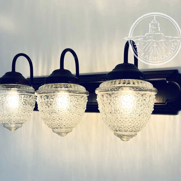 Clear Glass Lighting Vanity Trio - Antique Bathroom Light Fixtures Wall Mount Farmhouse Kitchen Bathroom Ceiling Chandelier Hanging Lamp