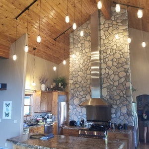 Mason Jar TRACK LIGHTING Pendant Trio - Rustic Chandelier Farmhouse Light Ceiling Flush Mount Kitchen Bathroom Lamp Hanging Canning Lamp image 2
