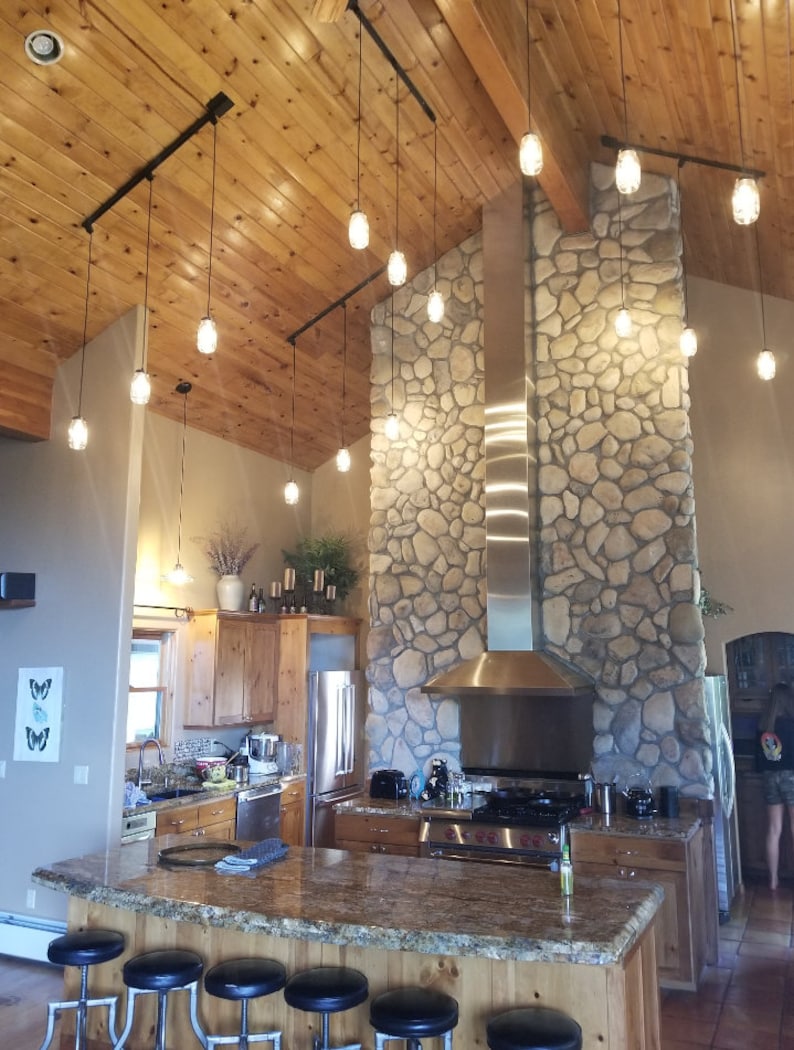 Mason Jar TRACK LIGHTING Pendant Trio - Rustic Chandelier Farmhouse Light Ceiling Flush Mount Kitchen Bathroom Lamp Hanging Canning Lamp image 2