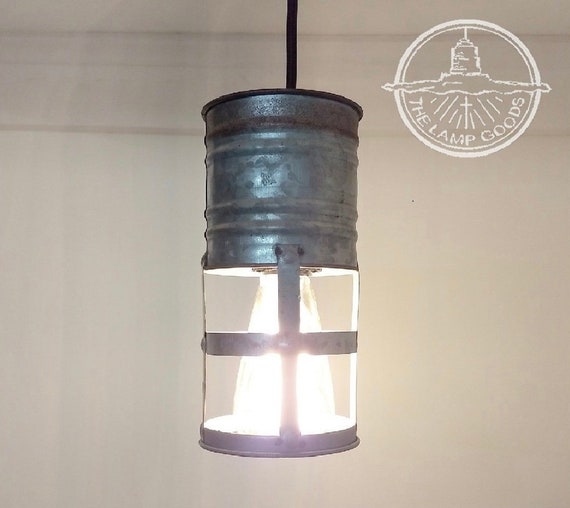 Galvanized Farmhouse Barn Pendant With Edison Bulb Ceiling Etsy