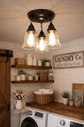Seeded Glass Flush Mount Ceiling LIGHTING Chain Trio - Chandelier Light Fixture Kitchen Bathroom Lamp Antique Goods
