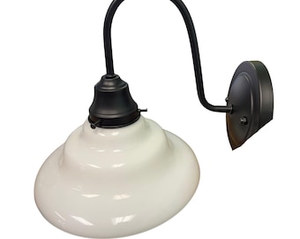 Tiered Milk Glass Wall Sconce WITH PLUG-IN - Antique Black - Custom Listing