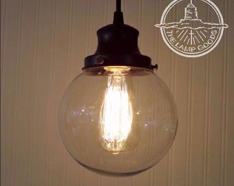 Biddeford II. Clear Glass PENDANT Light Chandelier Lighting Fixture Kitchen Island Bathroom Modern Flush Mount Modern Ceiling by LampGoods