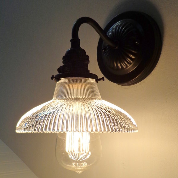 Antique Glass WALL SCONCE Light Fixture with Edison Bulb