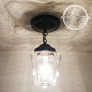 Vintage Square Glass Porch Ceiling Light - Lighting Ceiling Flush Mount Farmhouse Glass Recycle Edison Bulb LampGoods