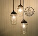 Mason Jar CHANDELIER Light Fixture Vintage Pendant - Rustic Antique Hanging Kitchen Flush Mount Ceiling Lighting Farmhouse Dining Room Track