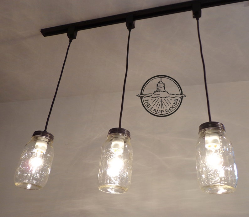Flush Mount Farmhouse Ceiling Light Chandelier Remodel Kitchen Island Lamp LampGoods Mason Jar TRACK LIGHTING Pendant SINGLE New Quart