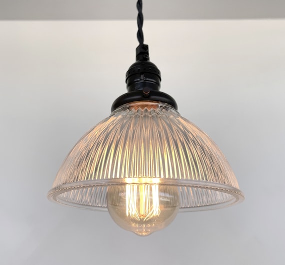 Vintage holophane pendant light deals