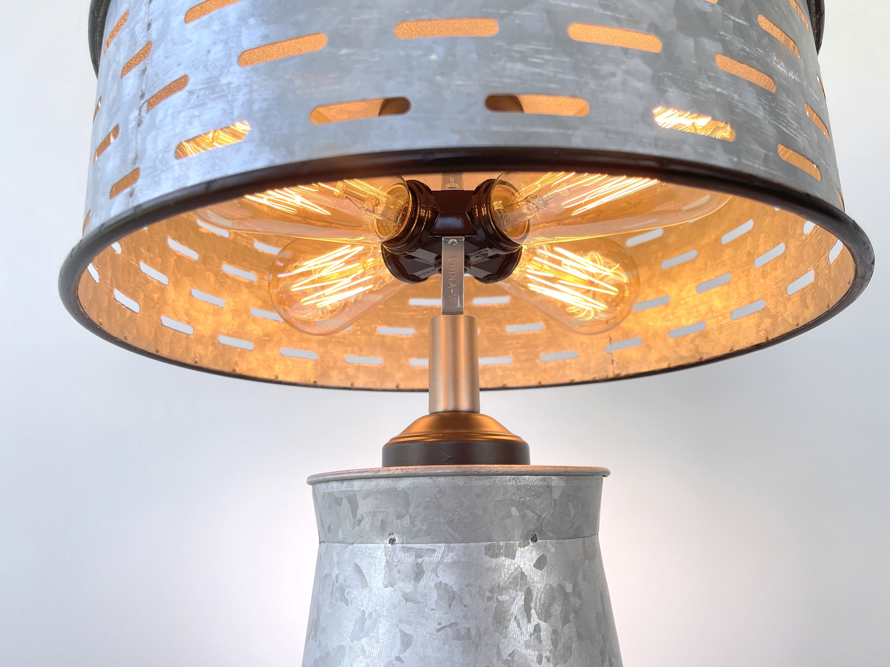 Farmhouse galvanized table lamp deals