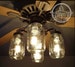 Mason Jar Ceiling Fan LIGHT KIT ONLY - Handcrafted Rustic Lighting Fixture Chandelier Flush Mount Pendant Farmhouse Kitchen Replacement 