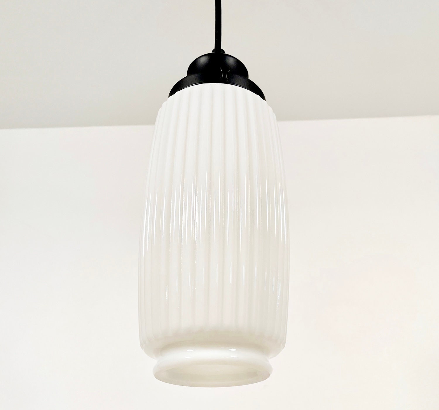 Retro Fluted Milk Glass Pendant Lighting Fixture Chandelier Etsy