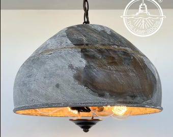 Grand seau de ferme rustique industriel - Lustre de cuisine à suspension de ferme en métal galvanisé, montage affleurant, lampe de ferme