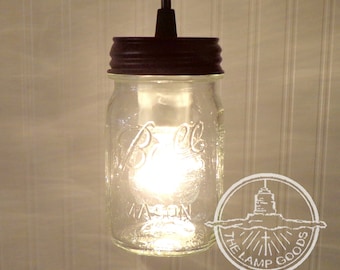 Mason Jar PENDANT Light Pint - Hanging Flush Mount Ceiling Lighting Fixture Fan Farmhouse Chandelier Track Kitchen Pantry Rustic